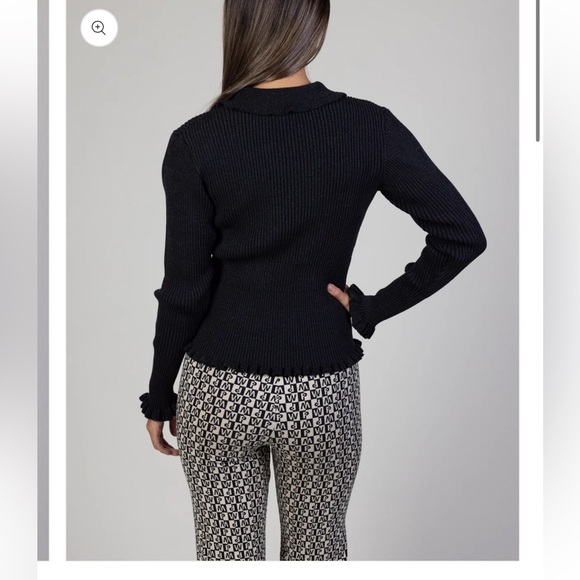 Munthe Ruffle Knit Black and Gold Textured Knit Blouse 🖤 - Picture 6 of 12